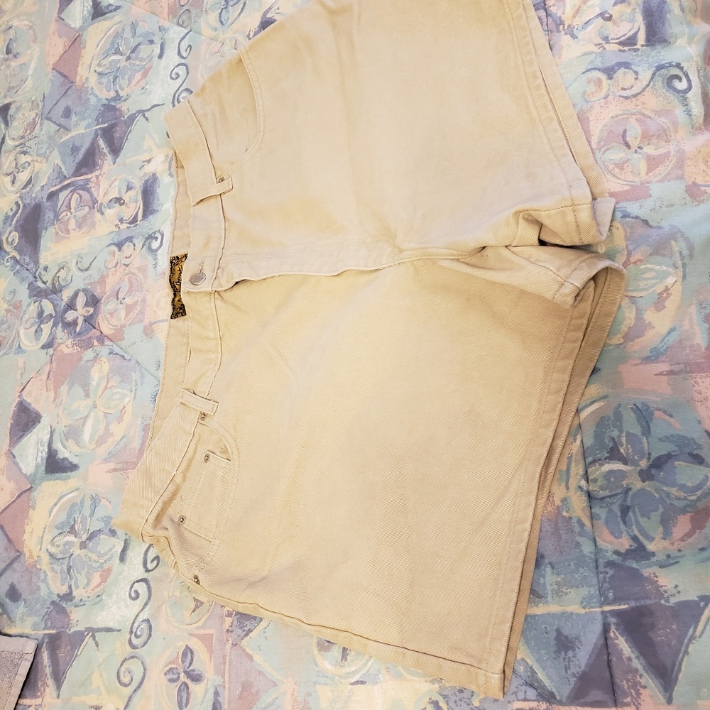 Ashley Stewart khaki denim shorts